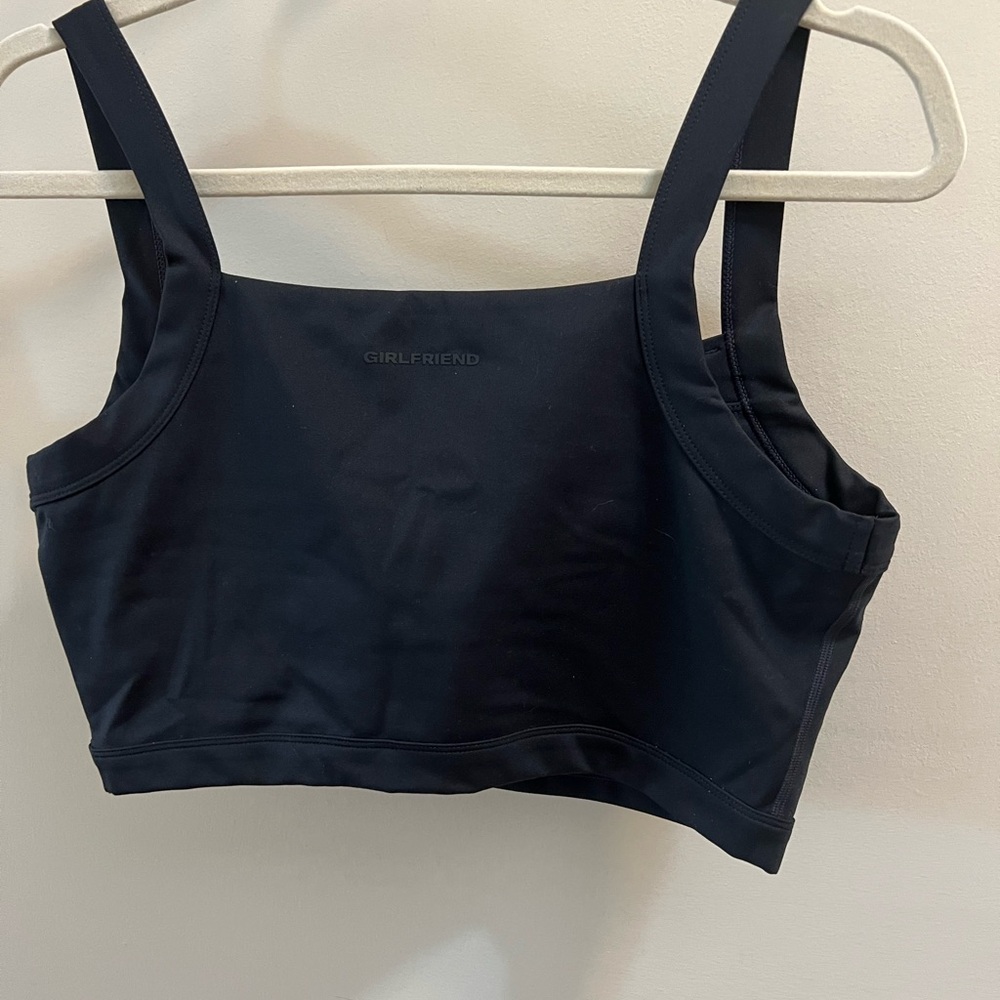 girlfriend collective Black Square-Neck Crop Sports Bra Size L NWOT